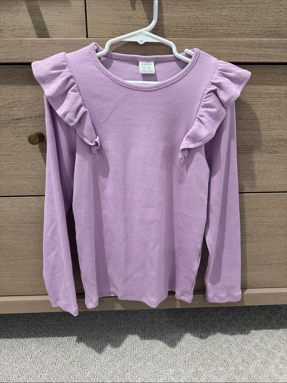 Lindex Girls' Lavender Ruffle Shoulder Long Sleeve Top